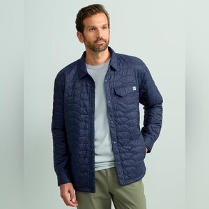 Huk Scale Shacket Men’s S Lightweight Quilted Jacket Navy Blue Fishing Outdoors